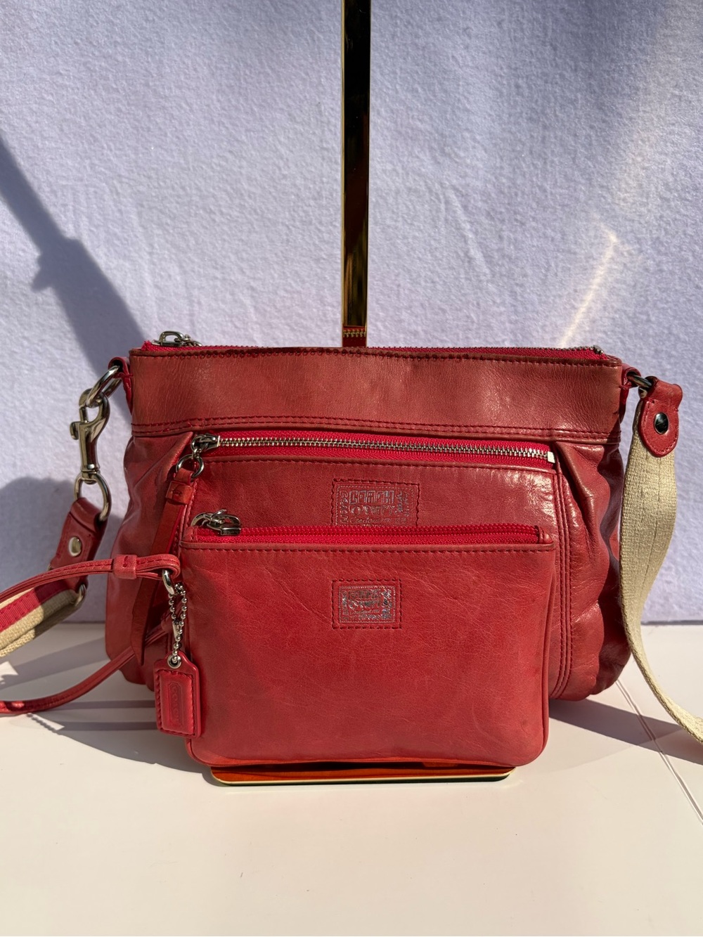 Y2K Coach Poppy Camelia Leather Crossbody Bag and Matching Wallet